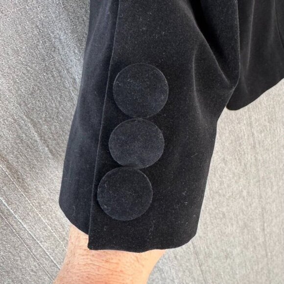 Vintage Newport News Jeanology Black Velvet Corset Front Closure Military Blazer - Picture 6 of 12